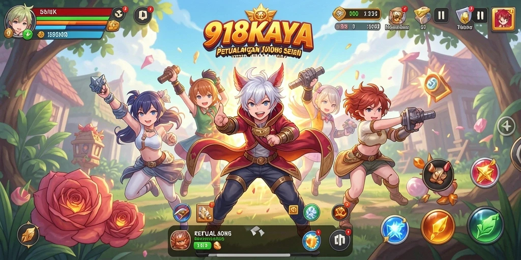 Tampilan gameplay seru dari 918KAYA dengan karakter Anime yang menakjubkan.