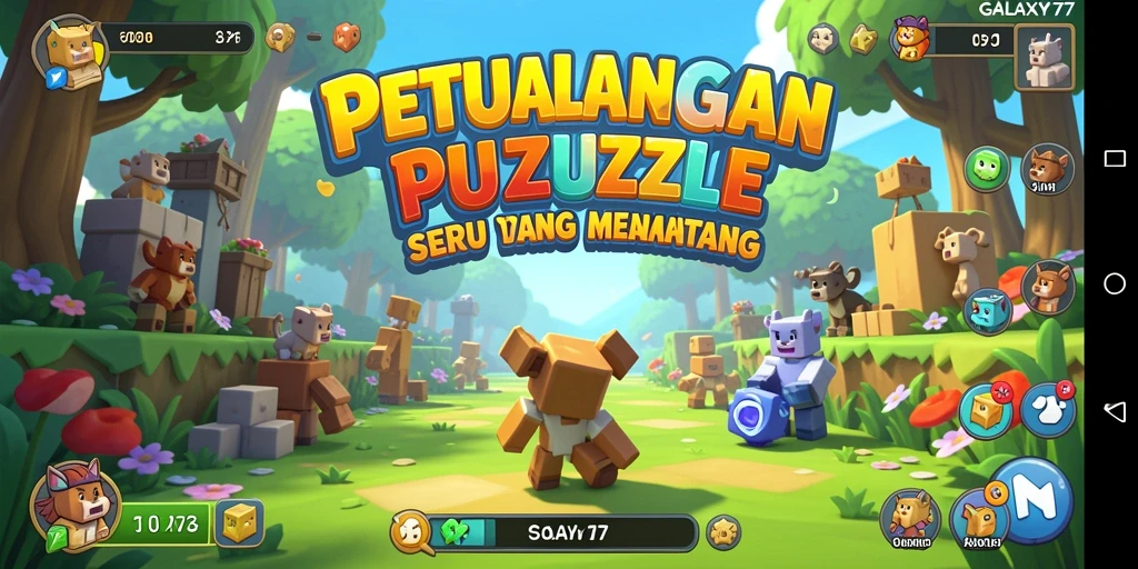 Tampilan gameplay menarik dari GALAXY77 saat memecahkan teka-teki Puzzle.