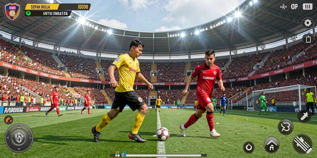 Tampilan gameplay intens dari permainan sepak bola ID098.